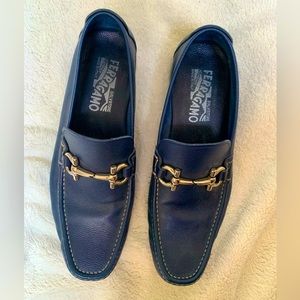 Ferragamo Navy Moccasin Slip-On Size 8